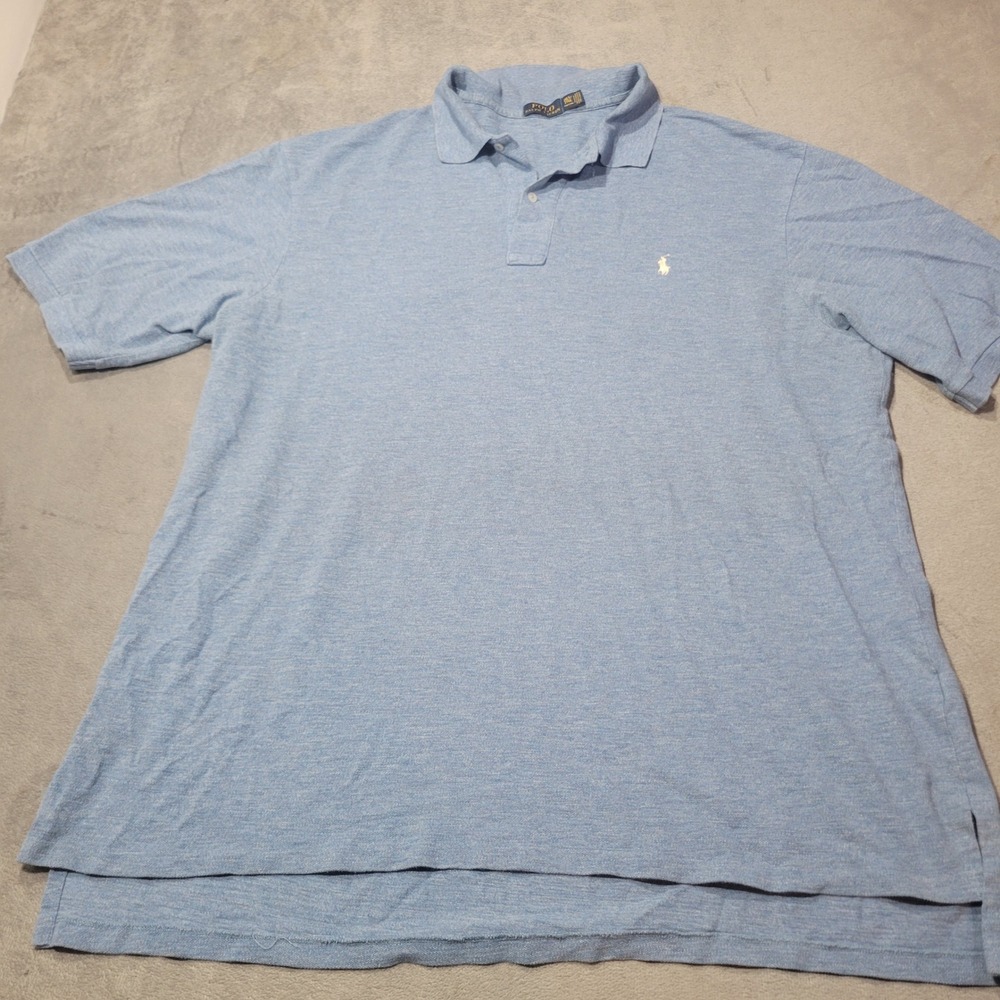 Polo Ralph Lauren Shirt Mens 2XLT Blue Mesh Short Sleeve Tall Pony Logo Classic